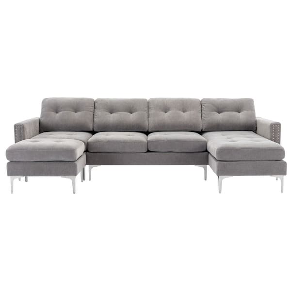 Convertible Sectional Sofa Couch, 110" LShaped 4Seater Large Couches